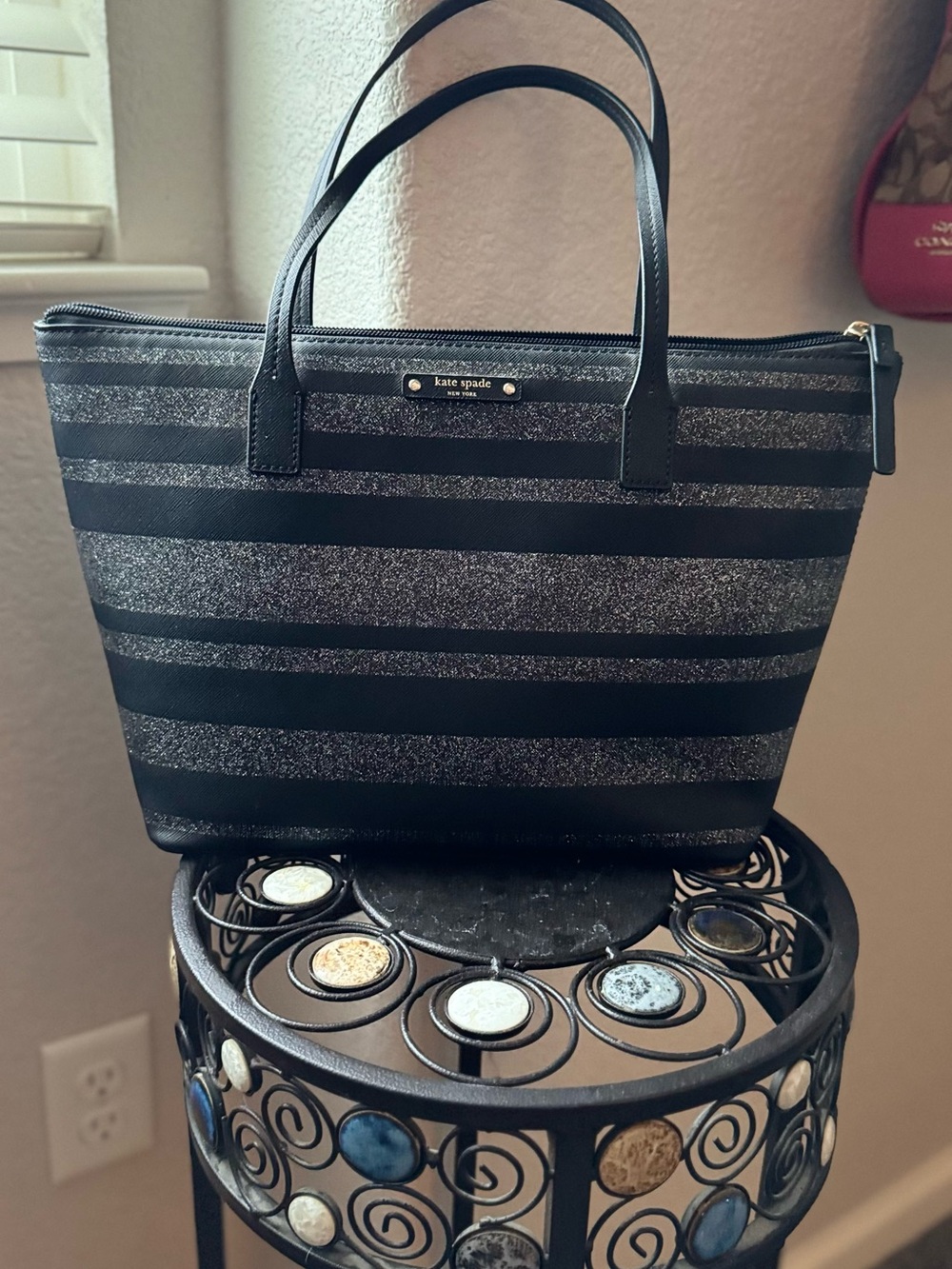 kate spade Haven Lane Hani Black & Glitter Stripe